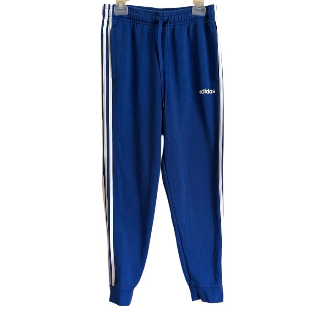 Adidas Men's Blue Joggers with White Stripes sz medium